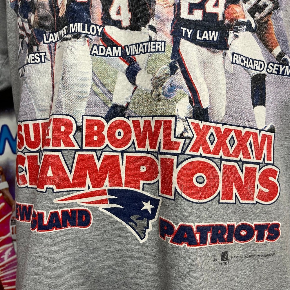 Vintage New England Patriots 2002 Super Bowl 36 NFL Ty Law‎ Tee Sz Large - Picture 3 of 7